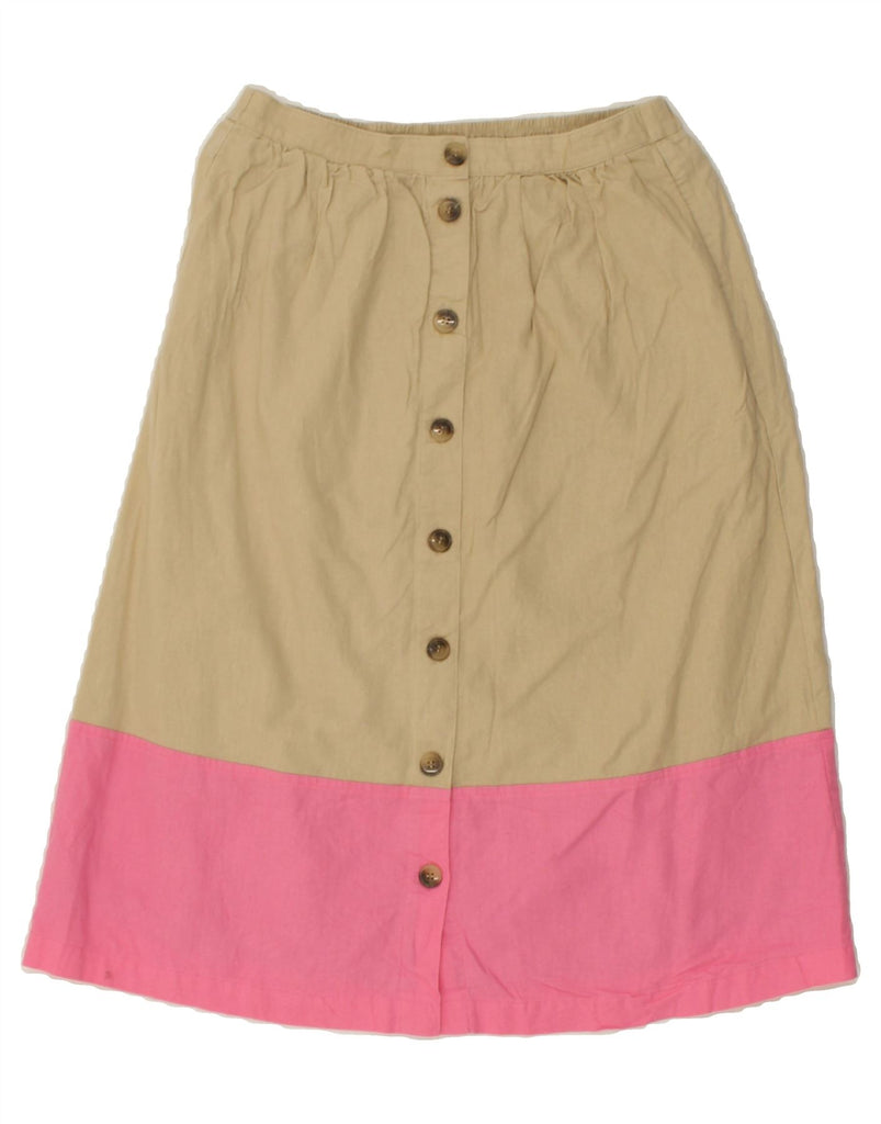 J. CREW Womens A-Line Skirt Small W27  Beige Colourblock Linen | Vintage J. Crew | Thrift | Second-Hand J. Crew | Used Clothing | Messina Hembry 