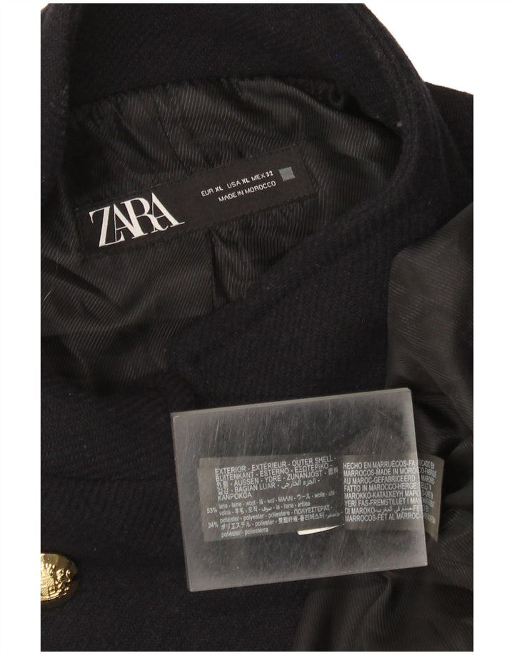 Zara Womens Pea Coat UK 18 XL Navy Blue Wool