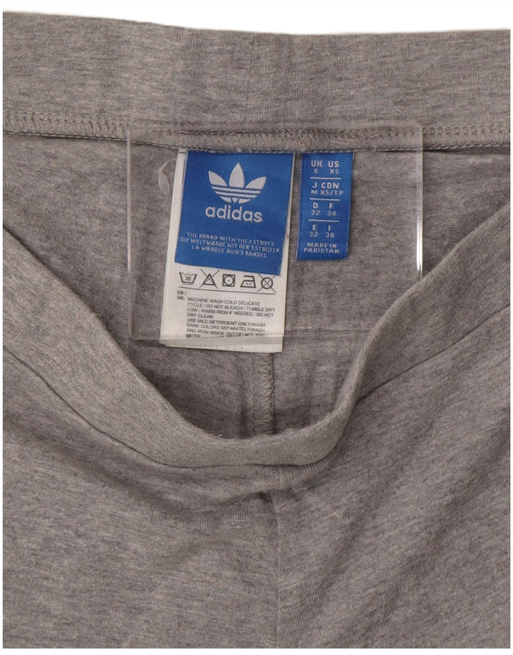 ADIDAS Womens Leggings UK 6 XS Grey Cotton