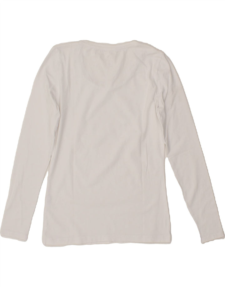 GUESS Womens Graphic Top Long Sleeve UK 10 Small White Vintage Guess and Second-Hand Guess from Messina Hembry 