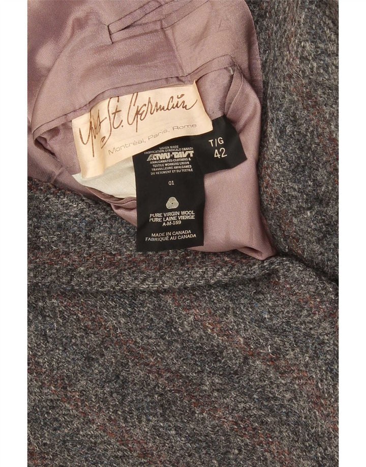Vintage Mens 2 Button Blazer Jacket UK 42 XL Grey Striped Virgin Wool