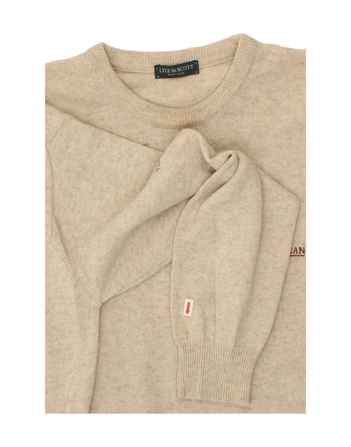 LYLE & SCOTT Mens Crew Neck Jumper Sweater Large Beige New Wool Vintage Lyle & Scott and Second-Hand Lyle & Scott from Messina Hembry 