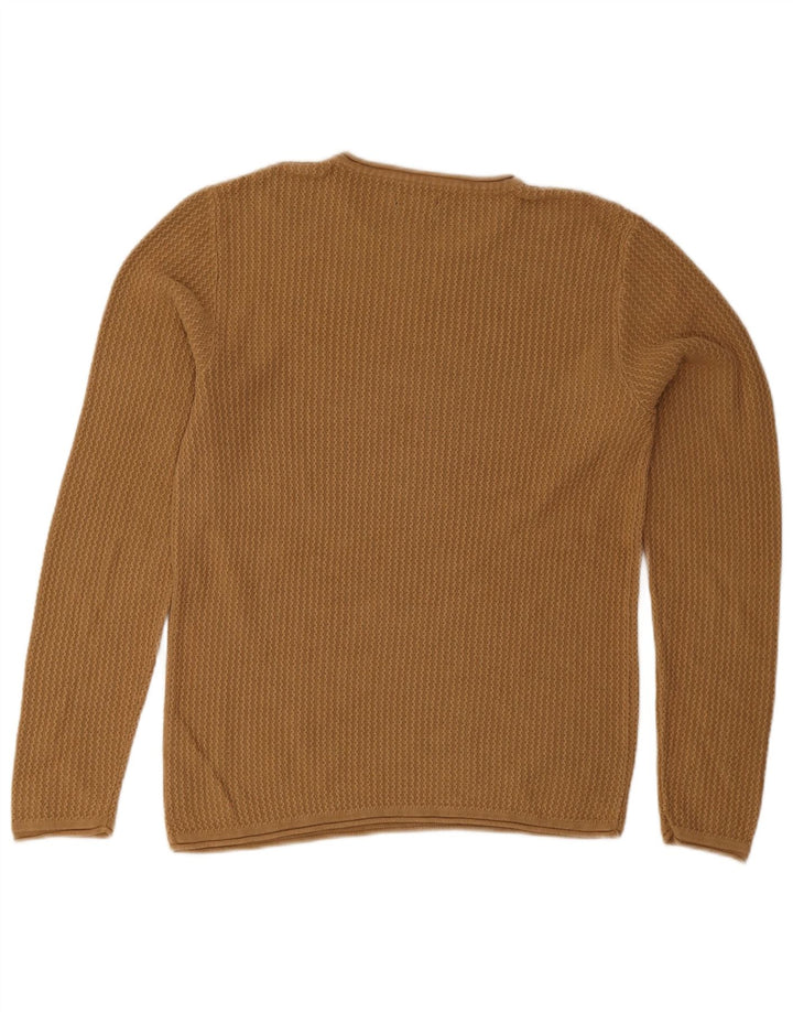 Jack & Jones Mens Crew Neck Jumper Sweater Medium Beige Cotton