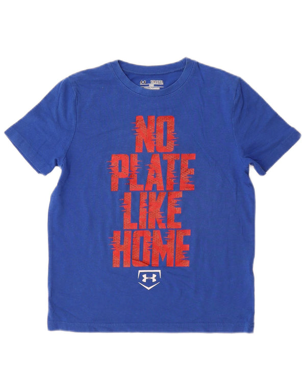 UNDER ARMOUR Boys Heat Gear Graphic T-Shirt Top 7-8 Years Small  Blue