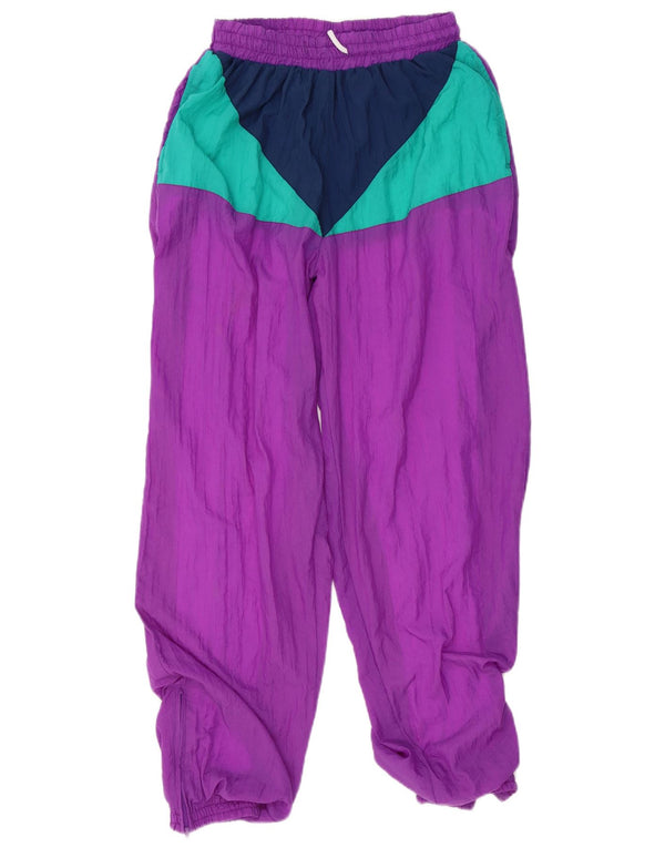 Vintage Womens Tracksuit Trousers Joggers UK 12 Medium Purple Colourblock