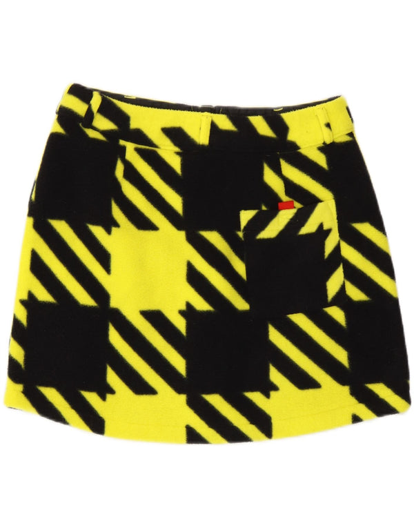 Adidas Womens Mini Skirt UK 10 Small W27  Yellow Houndstooth