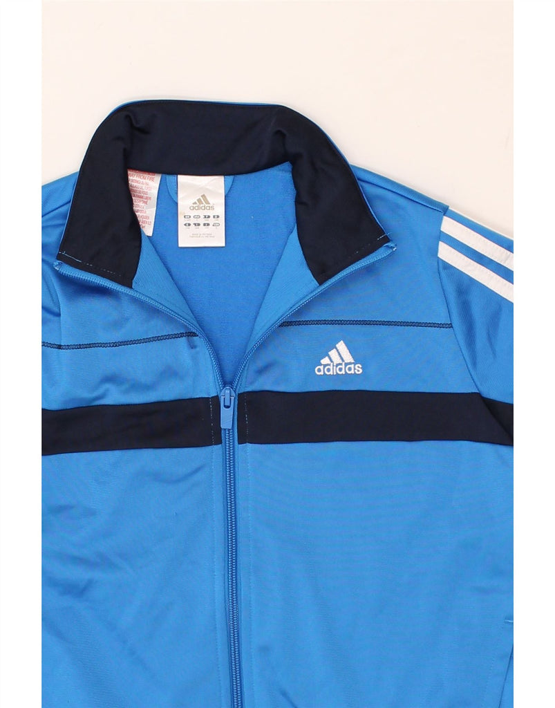 ADIDAS Boys Tracksuit Top Jacket 9-10 Years Blue Colourblock Polyester | Vintage Adidas | Thrift | Second-Hand Adidas | Used Clothing | Messina Hembry 