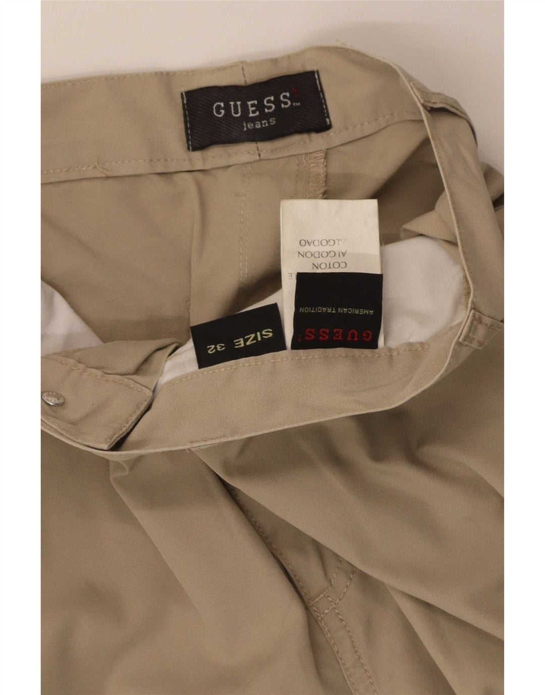 Guess Mens Straight Cargo Trousers W32 L30 Beige Cotton
