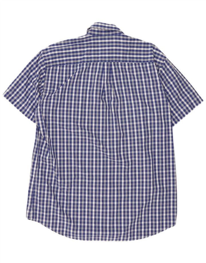 Lacoste Mens Short Sleeve Shirt Size 40 Medium Blue Gingham Cotton