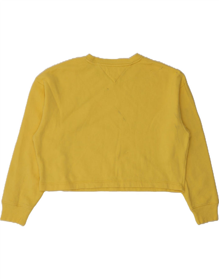 TOMMY HILFIGER Womens Crop Oversized Sweatshirt Jumper UK 16 Large Yellow Vintage Tommy Hilfiger and Second-Hand Tommy Hilfiger from Messina Hembry 