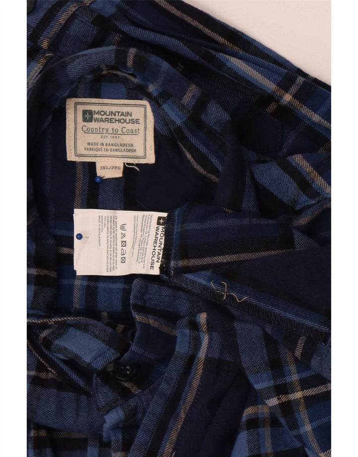 Mountain Warehouse Mens Flannel Shirt 3XL Blue Check Cotton