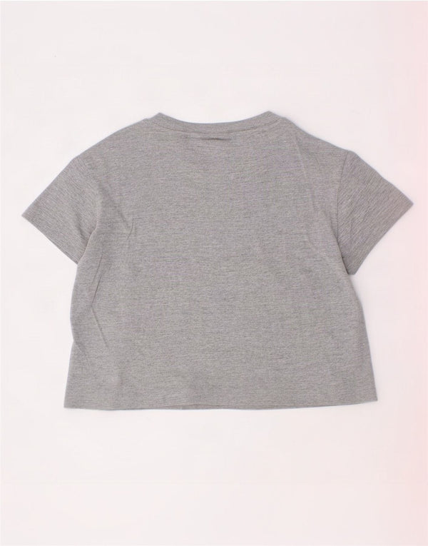 Champion Girls Graphic T-Shirt Top 7-8 Years Small Grey Colourblock Cotton