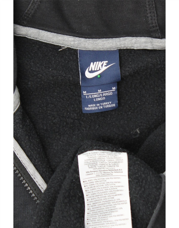NIKE Mens Zip Hoodie Sweater Medium Black Cotton