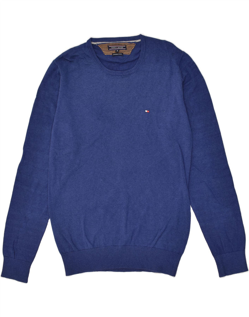 TOMMY HILFIGER Mens Crew Neck Jumper Sweater Medium Blue Cotton | Vintage Tommy Hilfiger | Thrift | Second-Hand Tommy Hilfiger | Used Clothing | Messina Hembry 