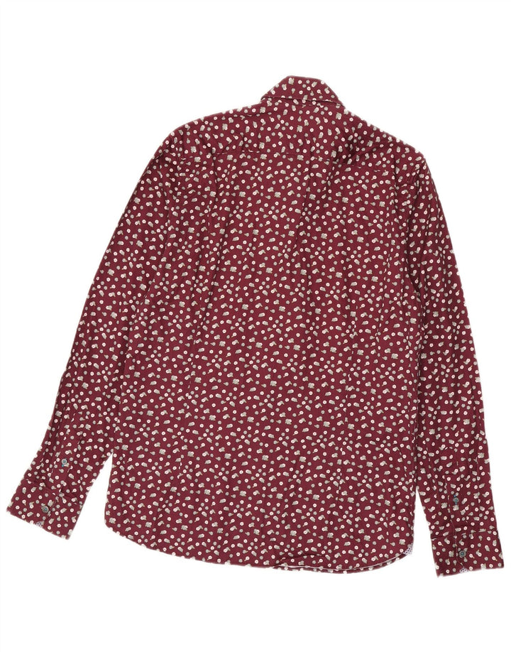 Ted Baker Mens Shirt Size 3 Medium Burgundy Floral Cotton