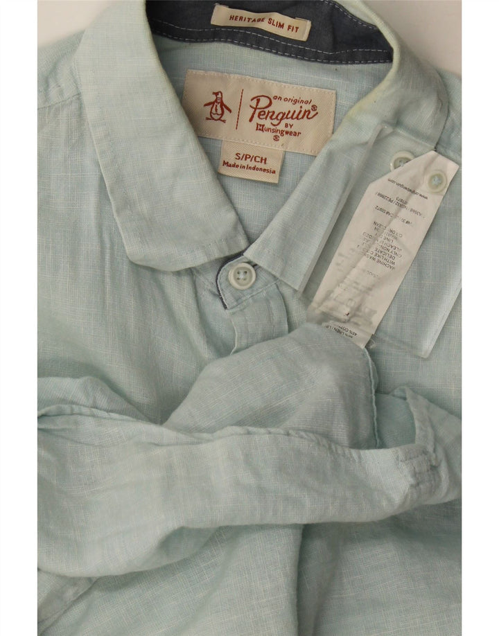 Penguin Mens Heritage Slim Fit Shirt Small Blue