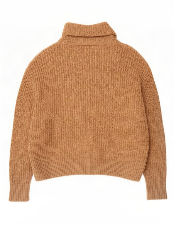 Zara Womens Oversized Roll Neck Jumper Sweater UK 10 Small Beige Acrylic