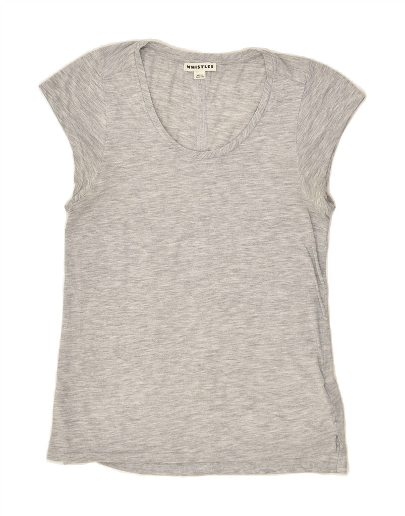 WHISTLES Womens T-Shirt Top UK 8 Small  Grey Flecked Polyester | Vintage Whistles | Thrift | Second-Hand Whistles | Used Clothing | Messina Hembry 