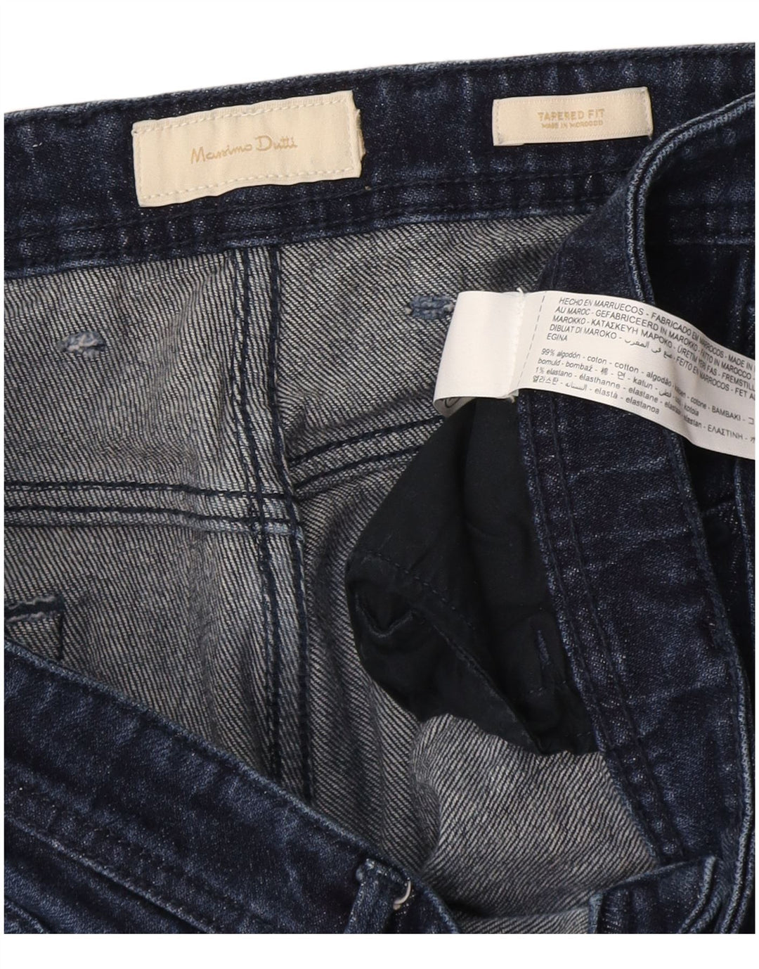 Massimo Dutti Mens Tapered Jeans W38 L28 Navy Blue Cotton