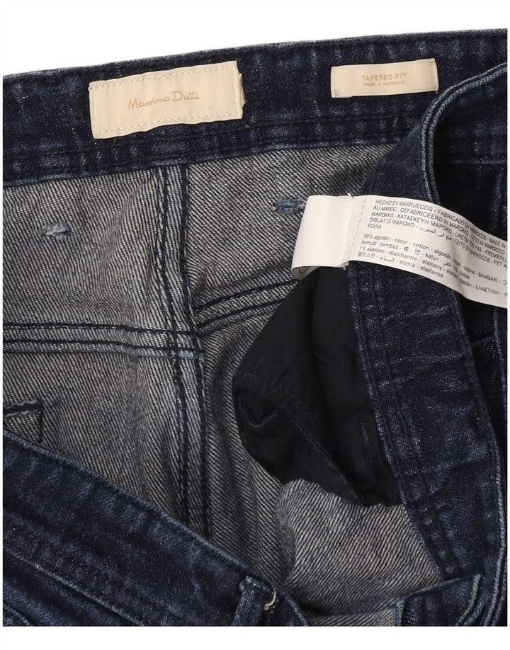Massimo Dutti Mens Tapered Jeans W38 L28 Navy Blue Cotton