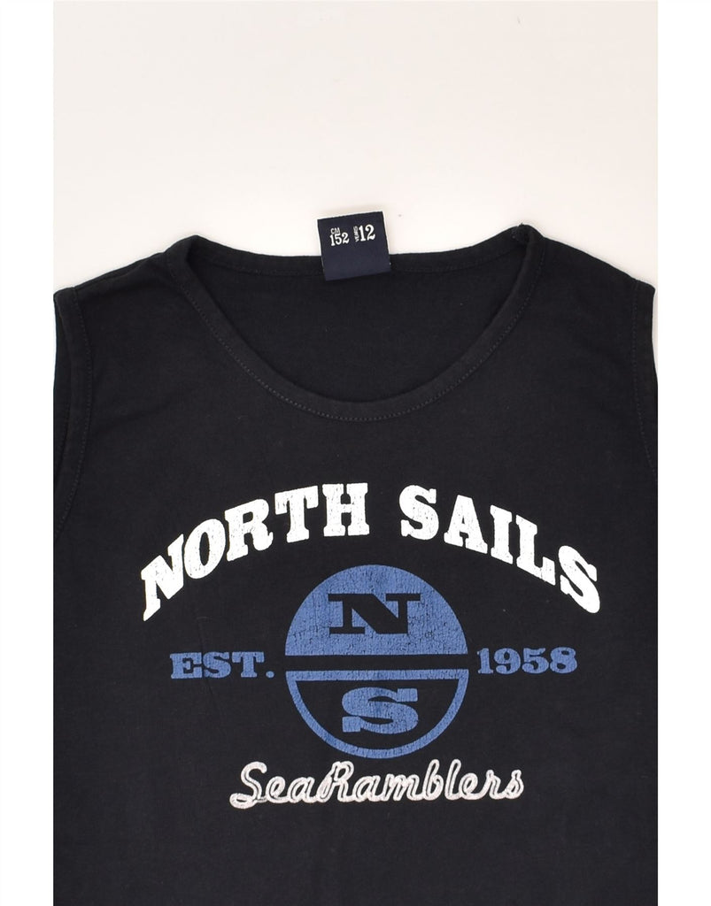 NORTH SAILS Boys Graphic Vest Top 11-12 Years Navy Blue Cotton | Vintage North Sails | Thrift | Second-Hand North Sails | Used Clothing | Messina Hembry 