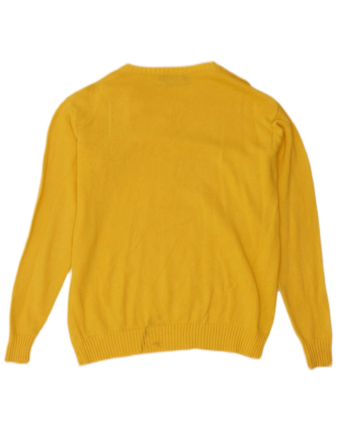 Brooksfield Mens V-Neck Jumper Sweater Medium Yellow Cotton