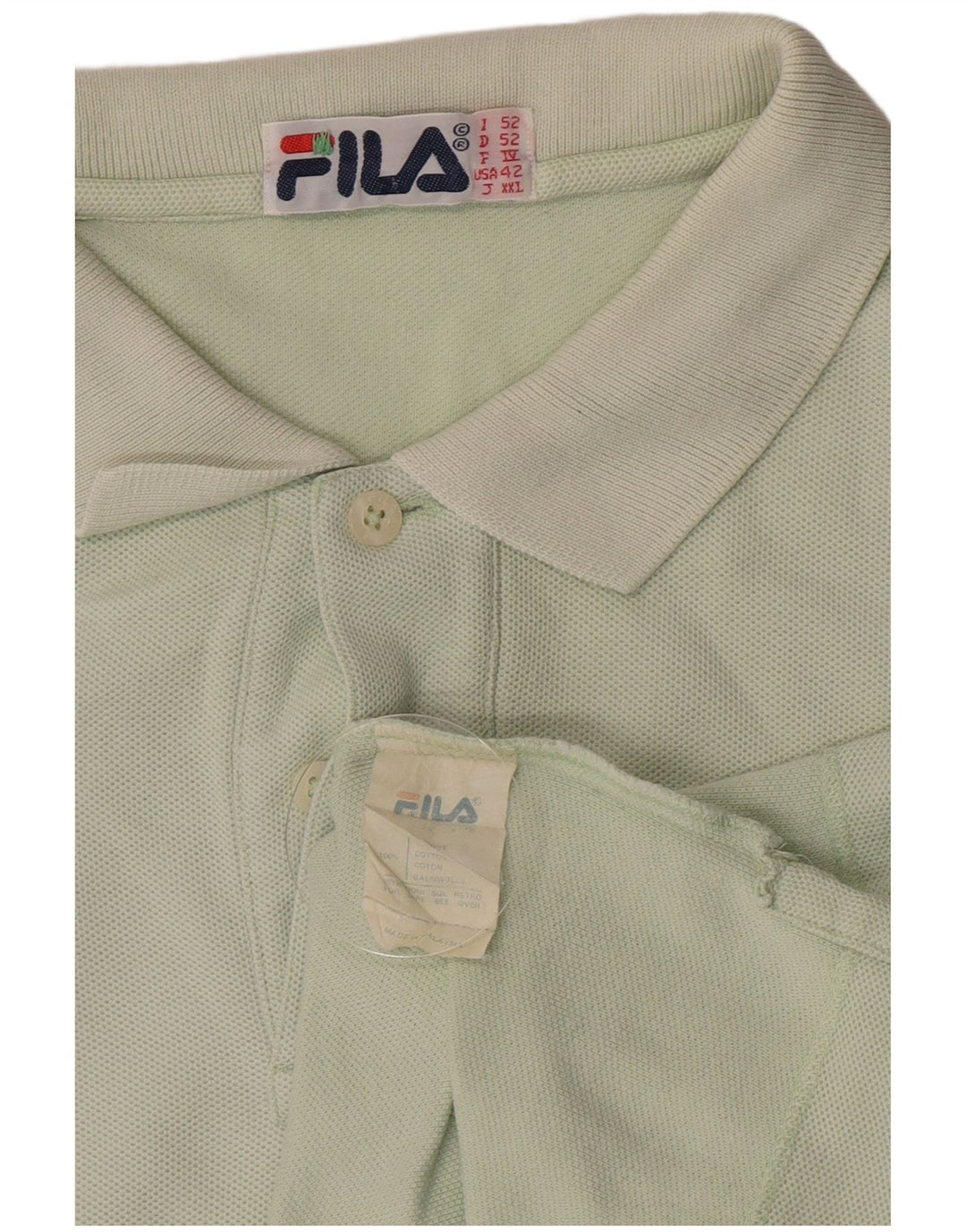 Fila Mens Polo Shirt IT 52 Large Green Cotton
