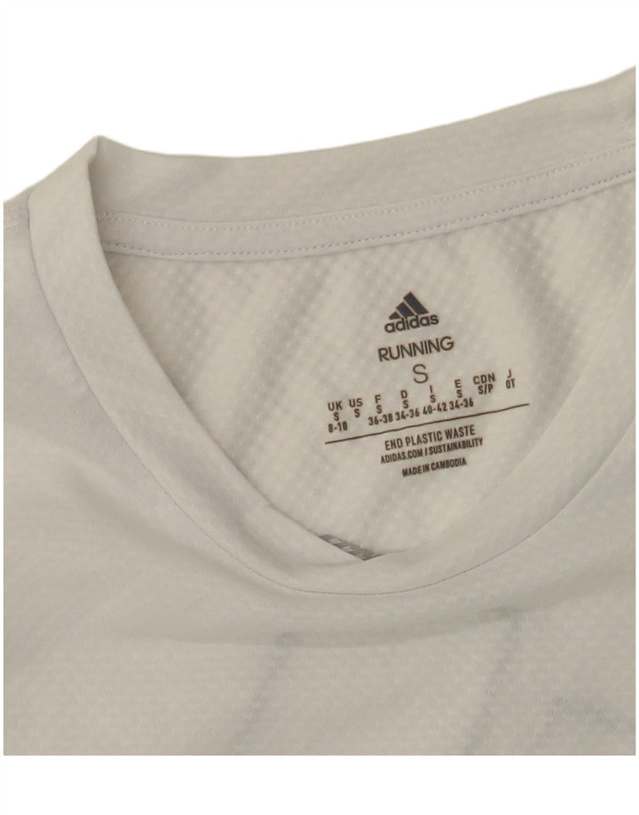 Adidas Womens Graphic Top Long Sleeve UK 8/10 Small White Polyester