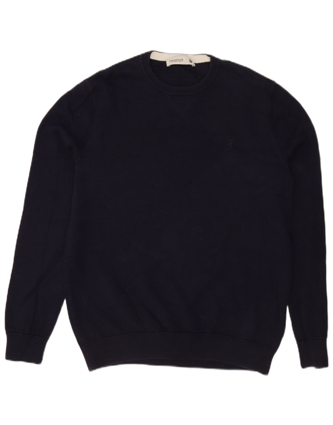 Pringle Mens Crew Neck Jumper Sweater Medium Navy Blue Cotton