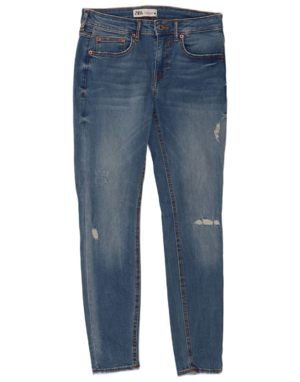 Zara Womens Distressed Skinny Jeans EU 38 Small W28 L27 Blue Cotton