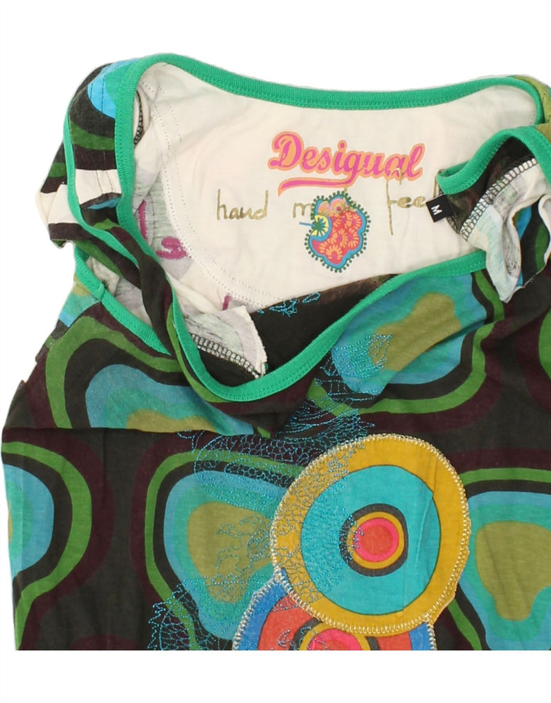 DESIGUAL Womens Graphic Vest Top UK 12 Medium Green Floral | Vintage Desigual | Thrift | Second-Hand Desigual | Used Clothing | Messina Hembry 