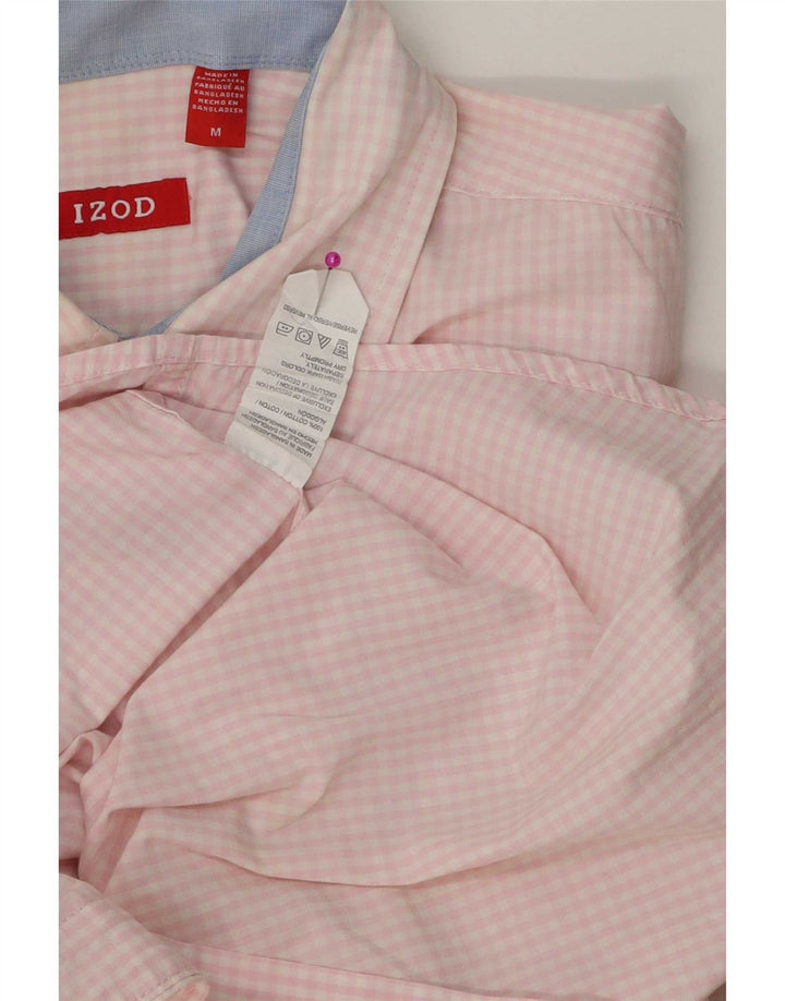 Izod Mens Shirt Medium Pink Gingham Cotton