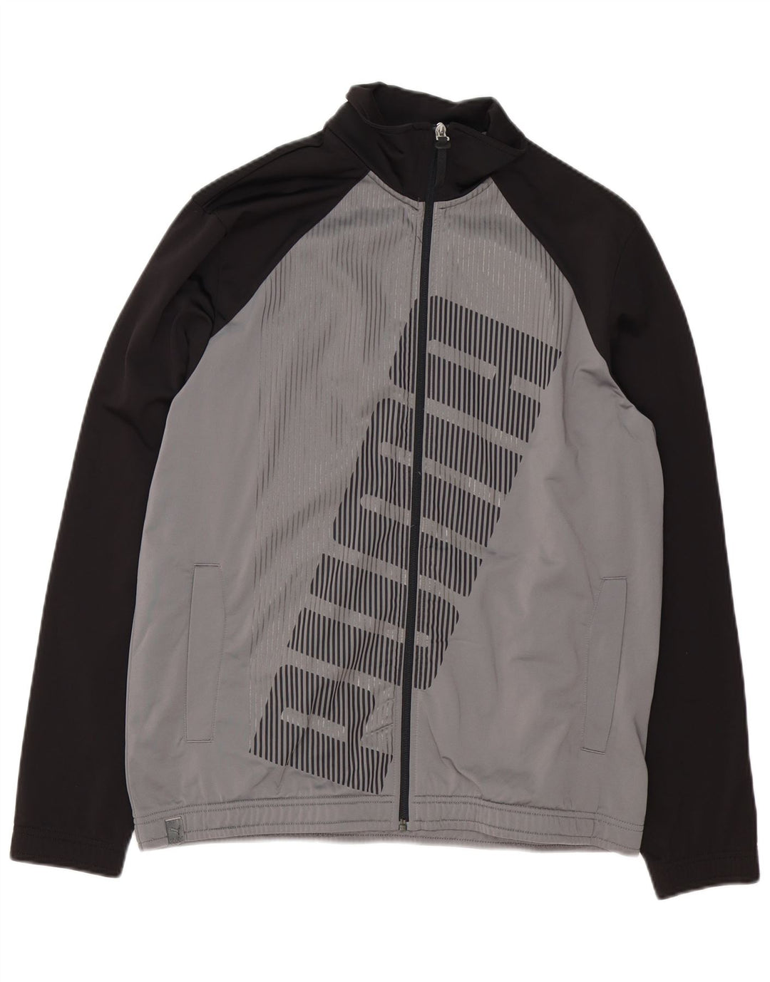 Puma Mens Graphic Loose Fit Tracksuit Top Jacket Small Grey Colourblock