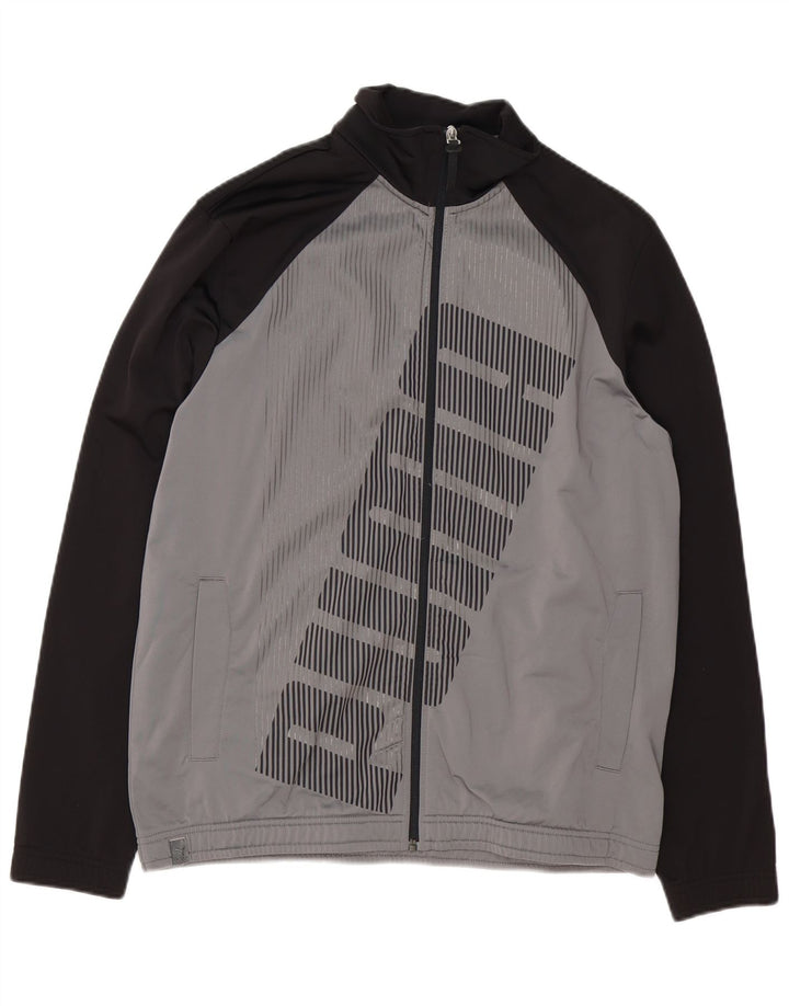 Puma Mens Graphic Loose Fit Tracksuit Top Jacket Small Grey Colourblock