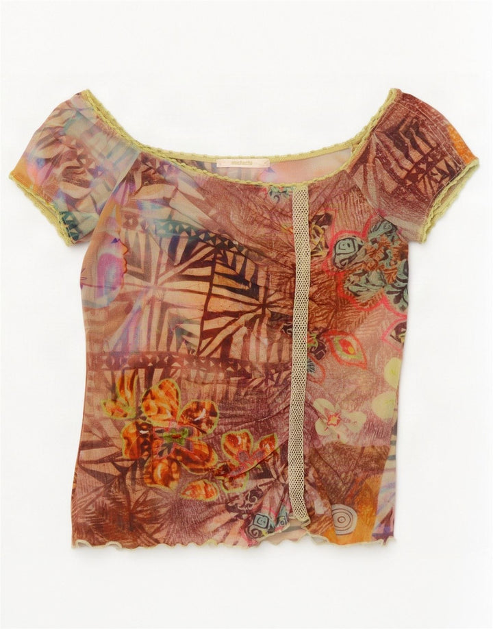 Muchacha Womens Off Shoulder Top UK 12 Medium Multicoloured Floral