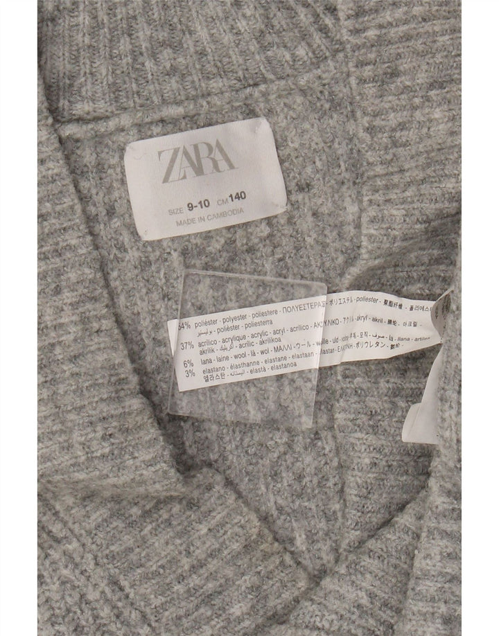 Zara Girls Cardigan Sweater 9-10 Years Grey Polyester