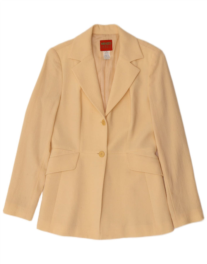 Kenzo Womens 2 Button Blazer Jacket EU 40 Medium Beige Wool