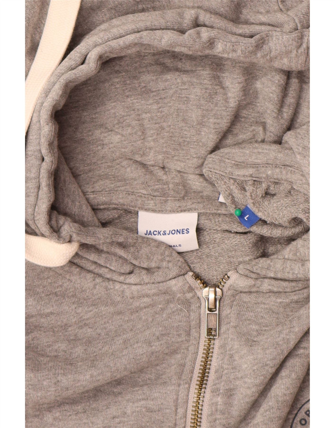 Jack & Jones Mens Zip Hoodie Sweater Large Grey Cotton