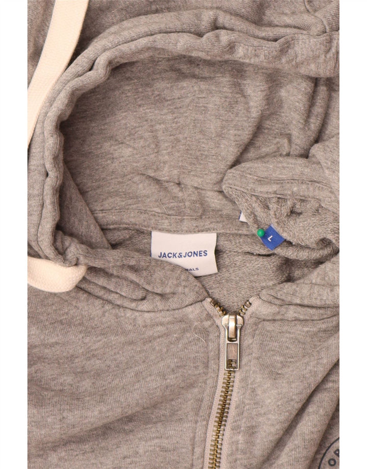 Jack & Jones Mens Zip Hoodie Sweater Large Grey Cotton