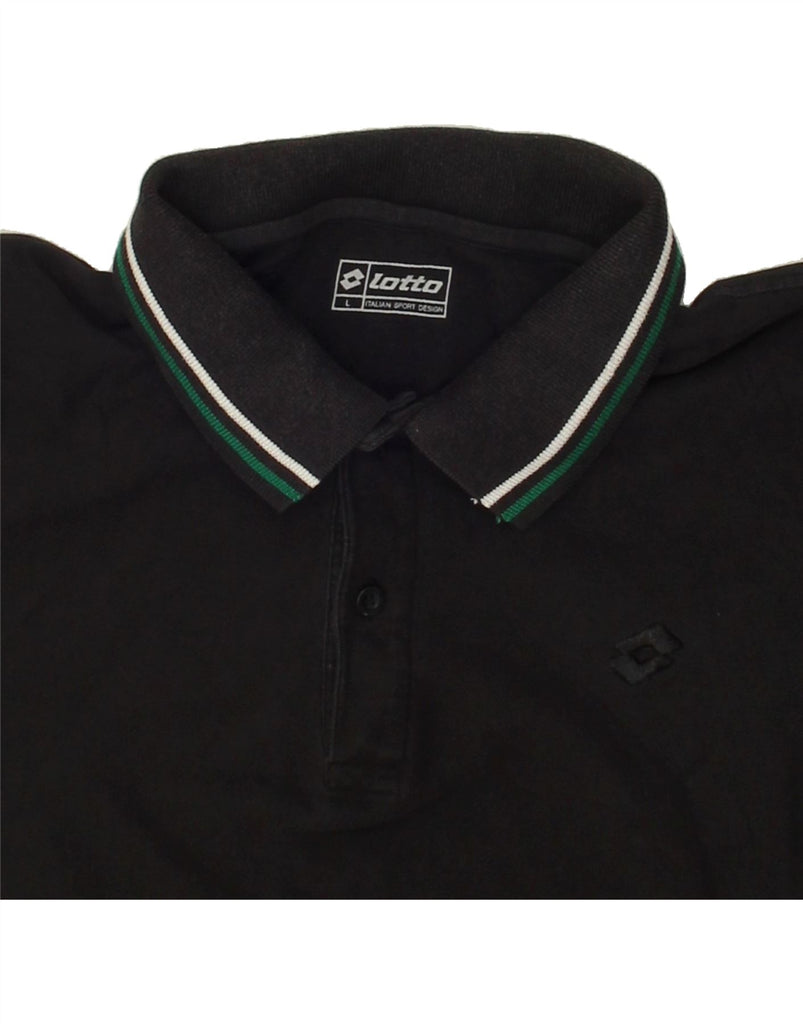 LOTTO Mens Polo Shirt Large Black Cotton Vintage Lotto and Second-Hand Lotto from Messina Hembry 