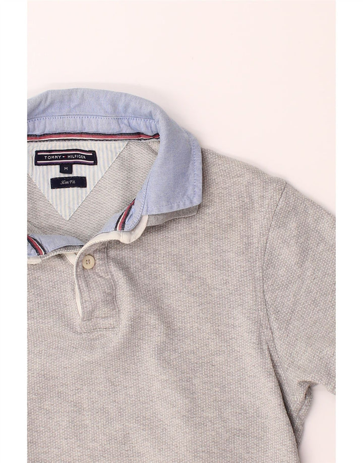 TOMMY HILFIGER Mens Slim Fit Polo Shirt Medium Grey Cotton Vintage Tommy Hilfiger and Second-Hand Tommy Hilfiger from Messina Hembry 