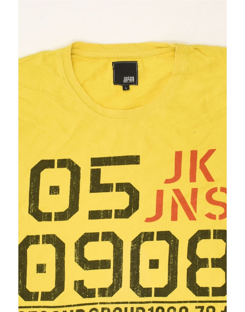 JACK & JONES Mens Graphic T-Shirt Top Large Yellow Cotton | Vintage Jack & Jones | Thrift | Second-Hand Jack & Jones | Used Clothing | Messina Hembry 