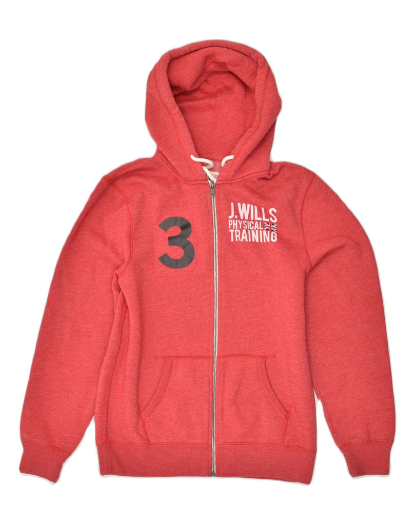 JACK WILLS Mens Graphic Zip Hoodie Sweater Large Red Cotton | Vintage Jack Wills | Thrift | Second-Hand Jack Wills | Used Clothing | Messina Hembry 