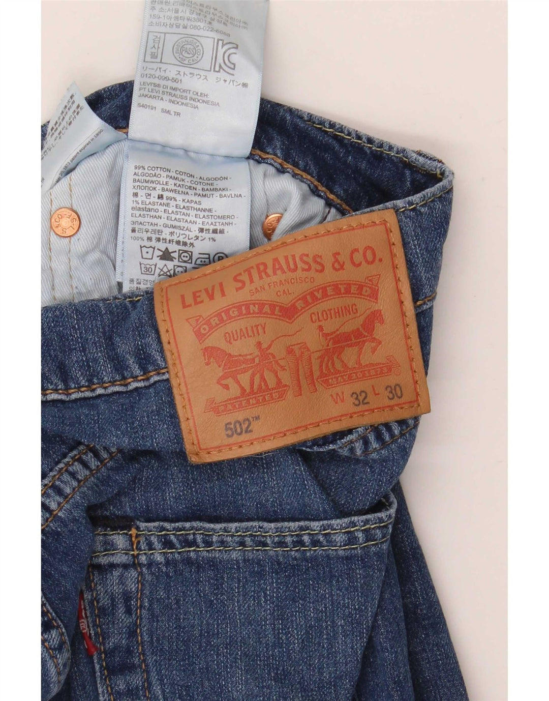Levi's Mens 502 Tapered Jeans W32 L30 Blue Cotton
