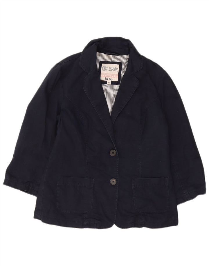 FAT FACE Womens 3/4 Sleeve 2 Button Blazer Jacket UK 10 Small Navy Blue