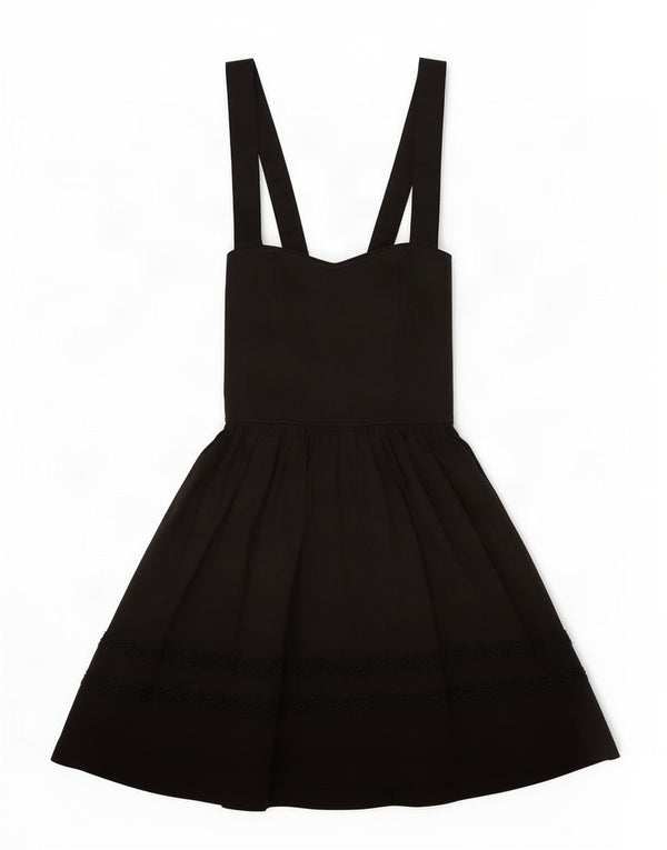 MIMMINA Womens Sleeveless Dungaree Dress IT 40 Small Black Cotton