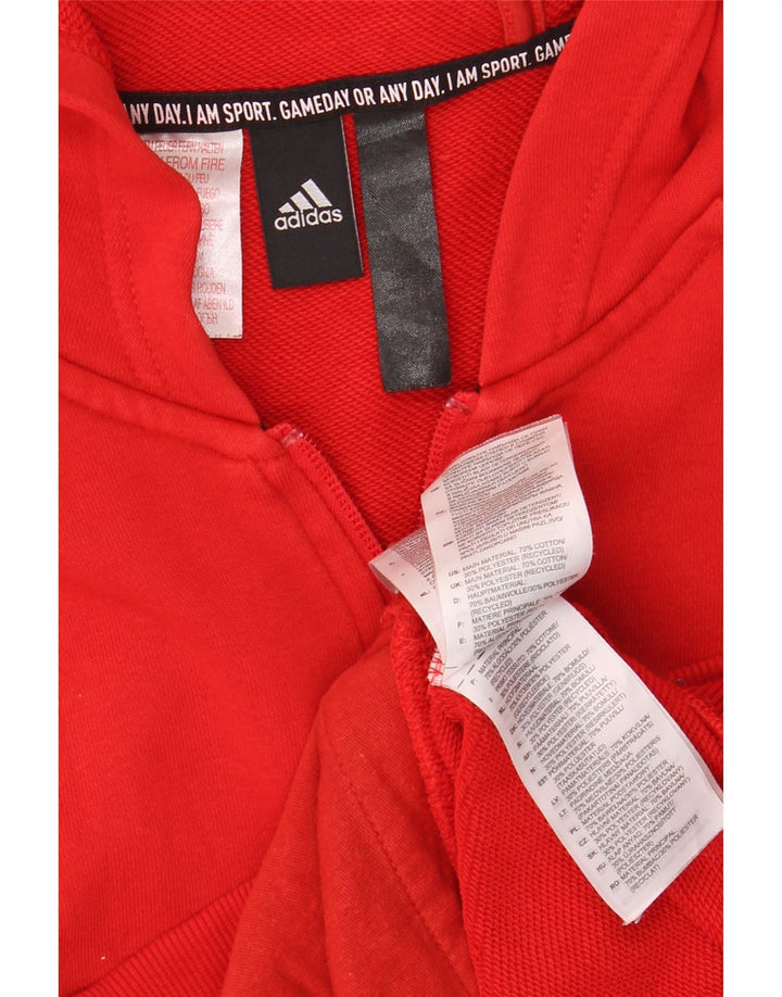 Adidas Mens Graphic Zip Hoodie Sweater Medium Red Cotton