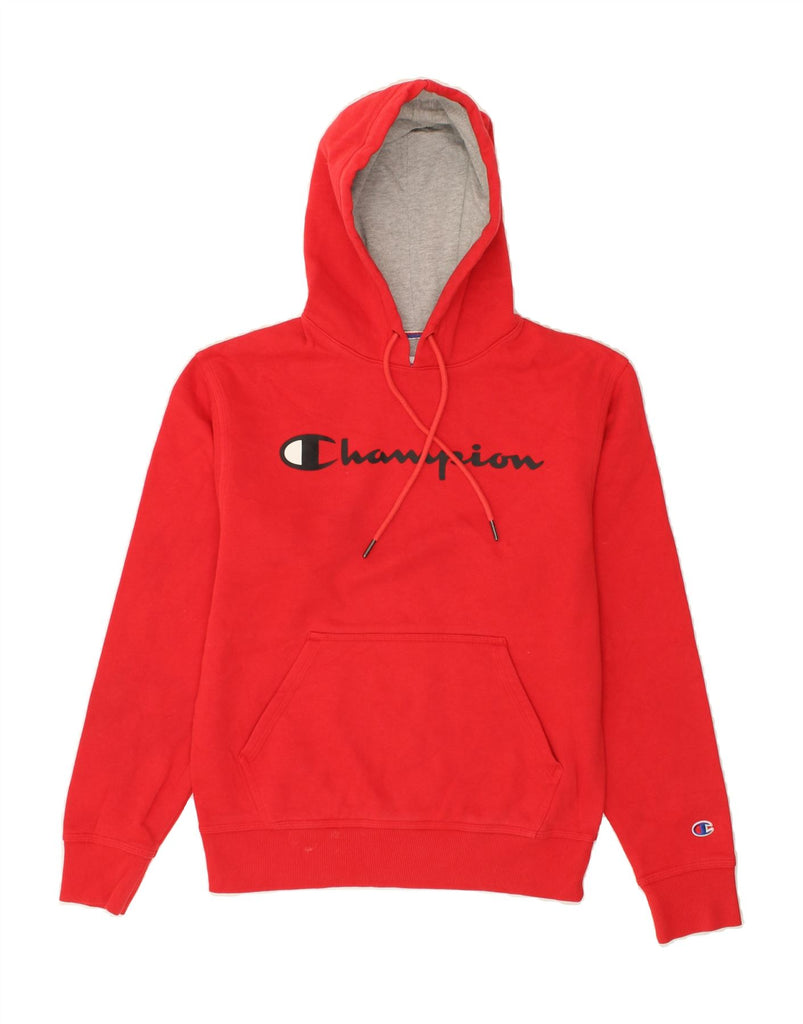 CHAMPION Mens Graphic Hoodie Jumper Small Red Cotton | Vintage Champion | Thrift | Second-Hand Champion | Used Clothing | Messina Hembry 