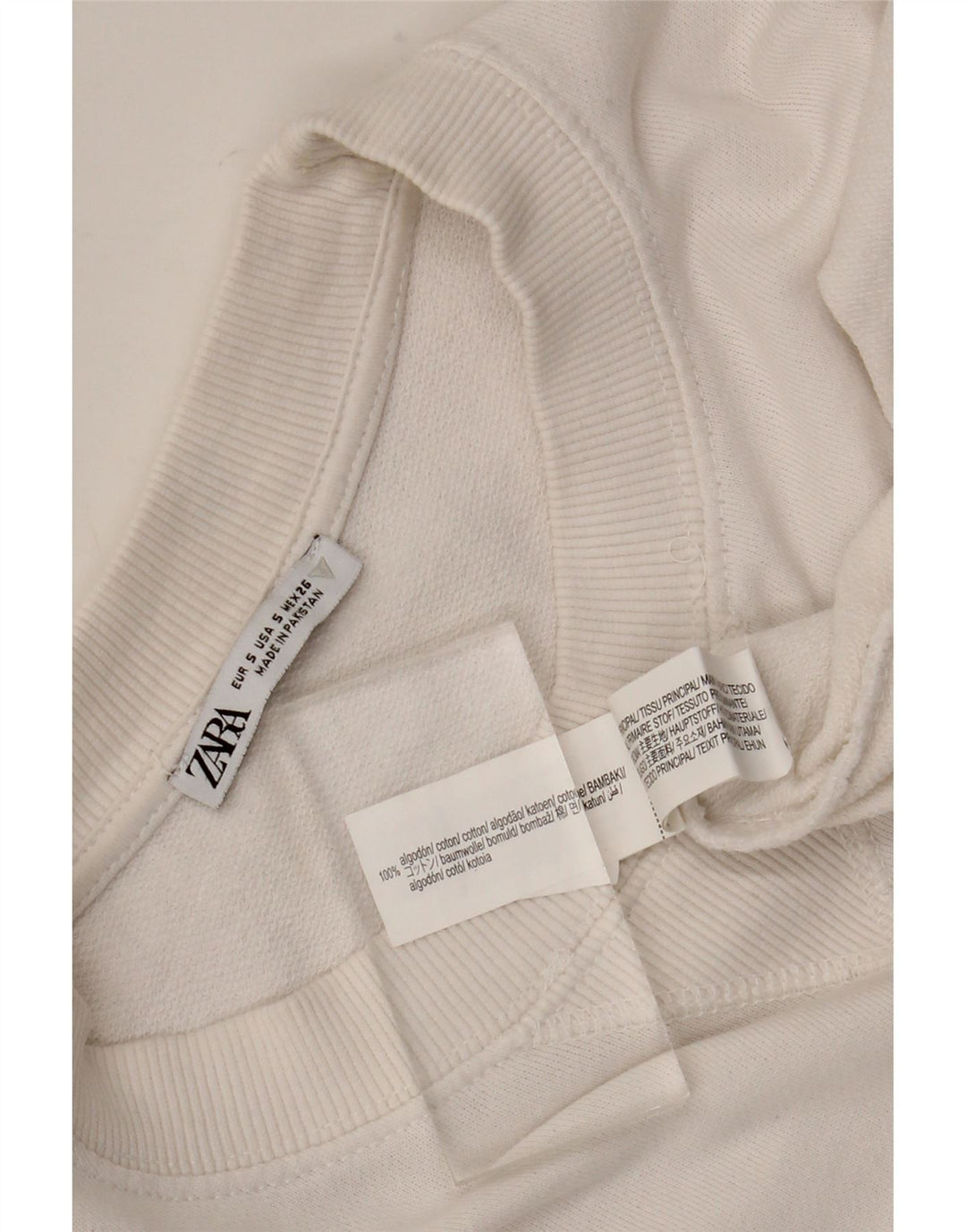 Zara Womens Oversized Sweatshirt Jumper UK 10 Small White Cotton