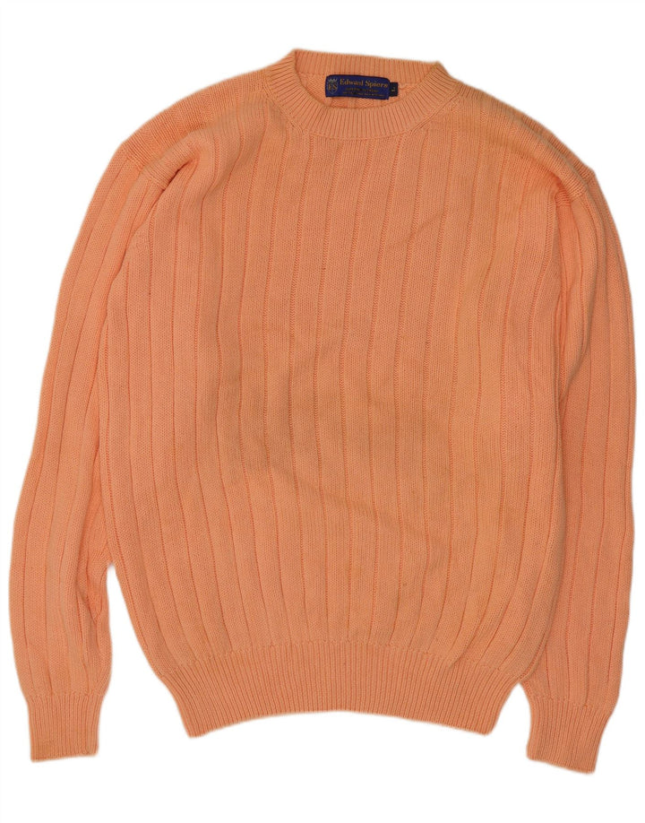 Edward Spiers Mens Crew Neck Jumper Sweater Large Orange Cotton
